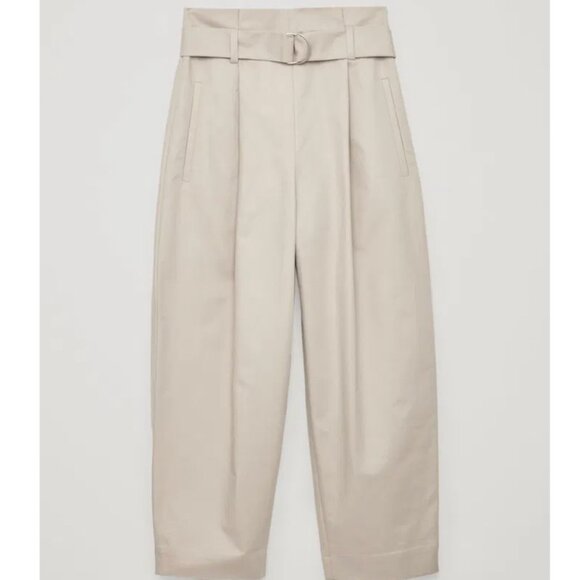 COS High Waisted Belted Cotton Trousers - Picture 1 of 11